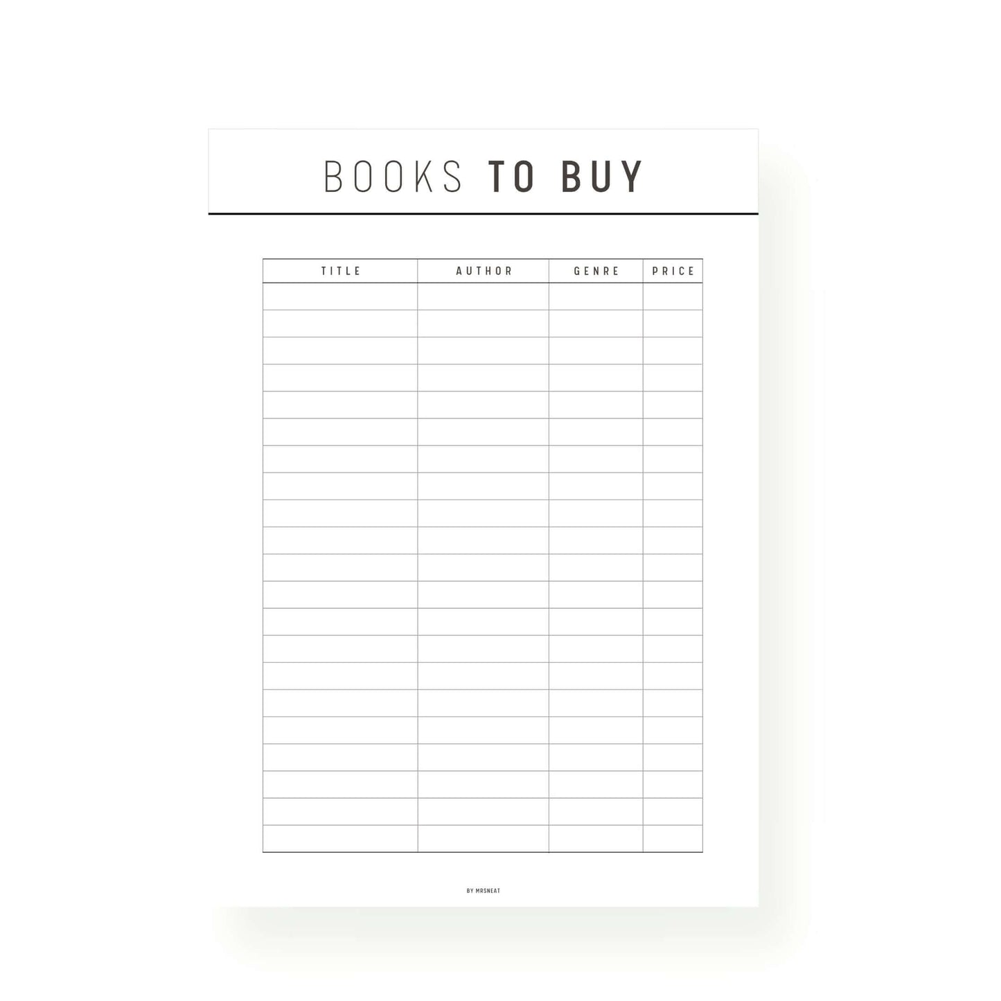 Neutral Books To Buy Template Printable
