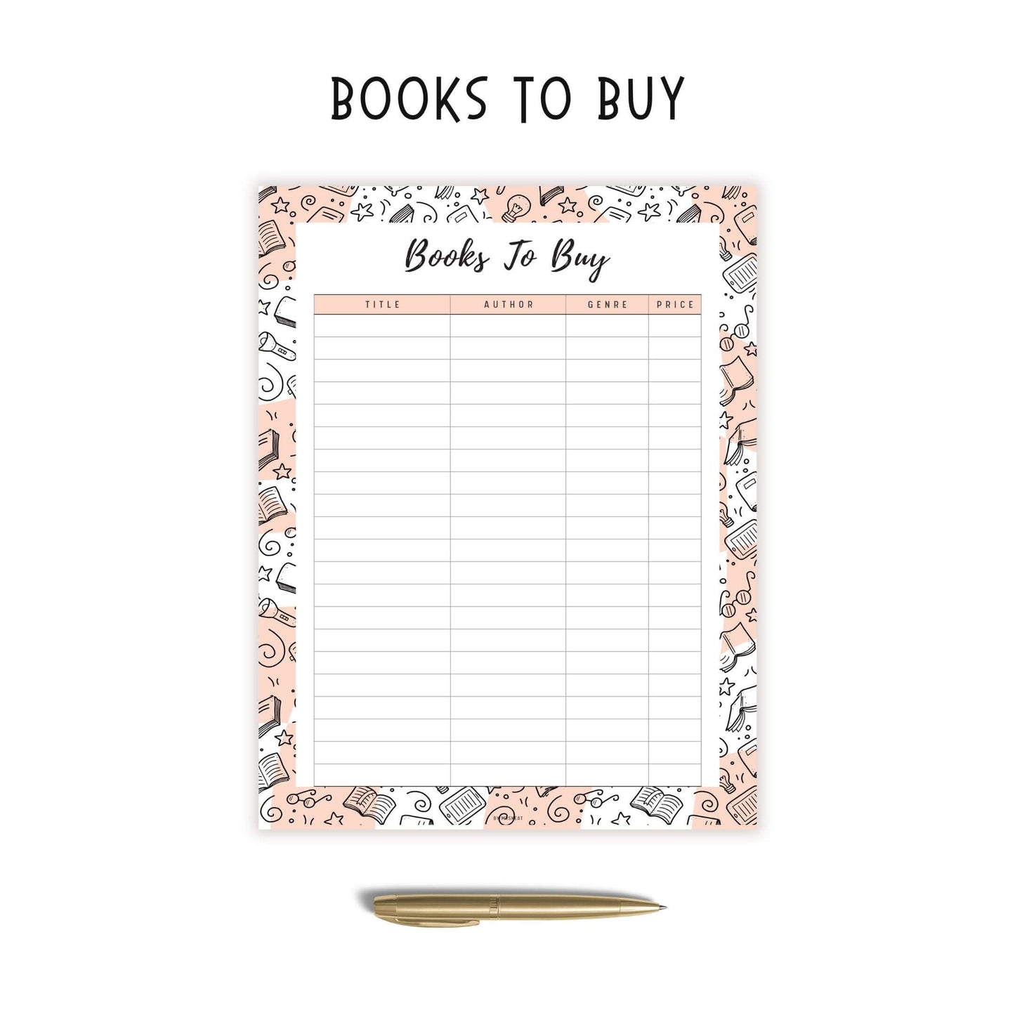Books To Buy Template Printable, Pink, Peach, Blue, Green, Neutral, A4, A5, Letter, Half Letter, Digital Planner