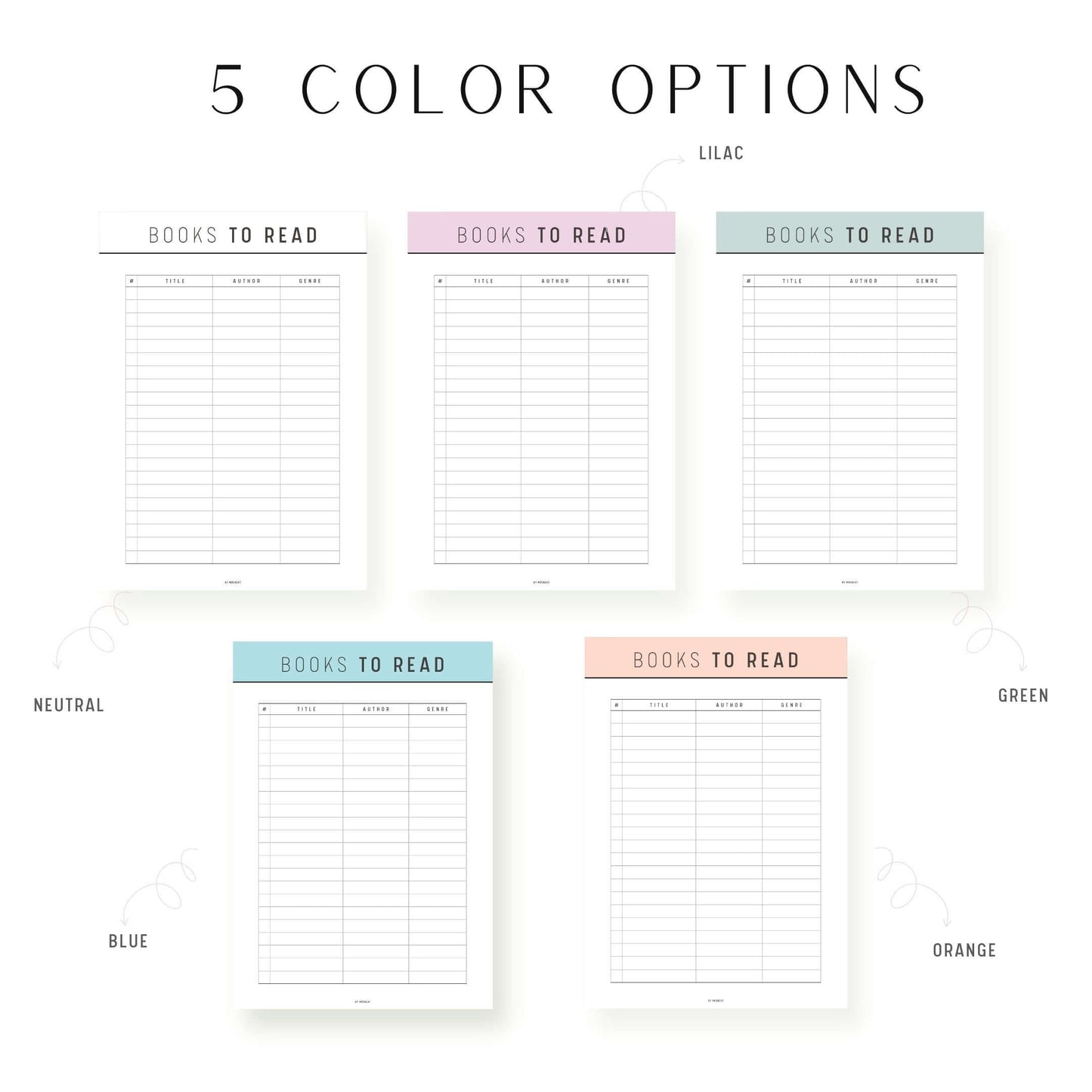 Colorful Books to Read List Template Printable