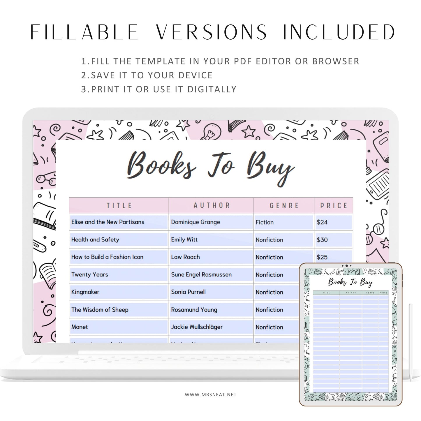 Books To Buy Template Printable