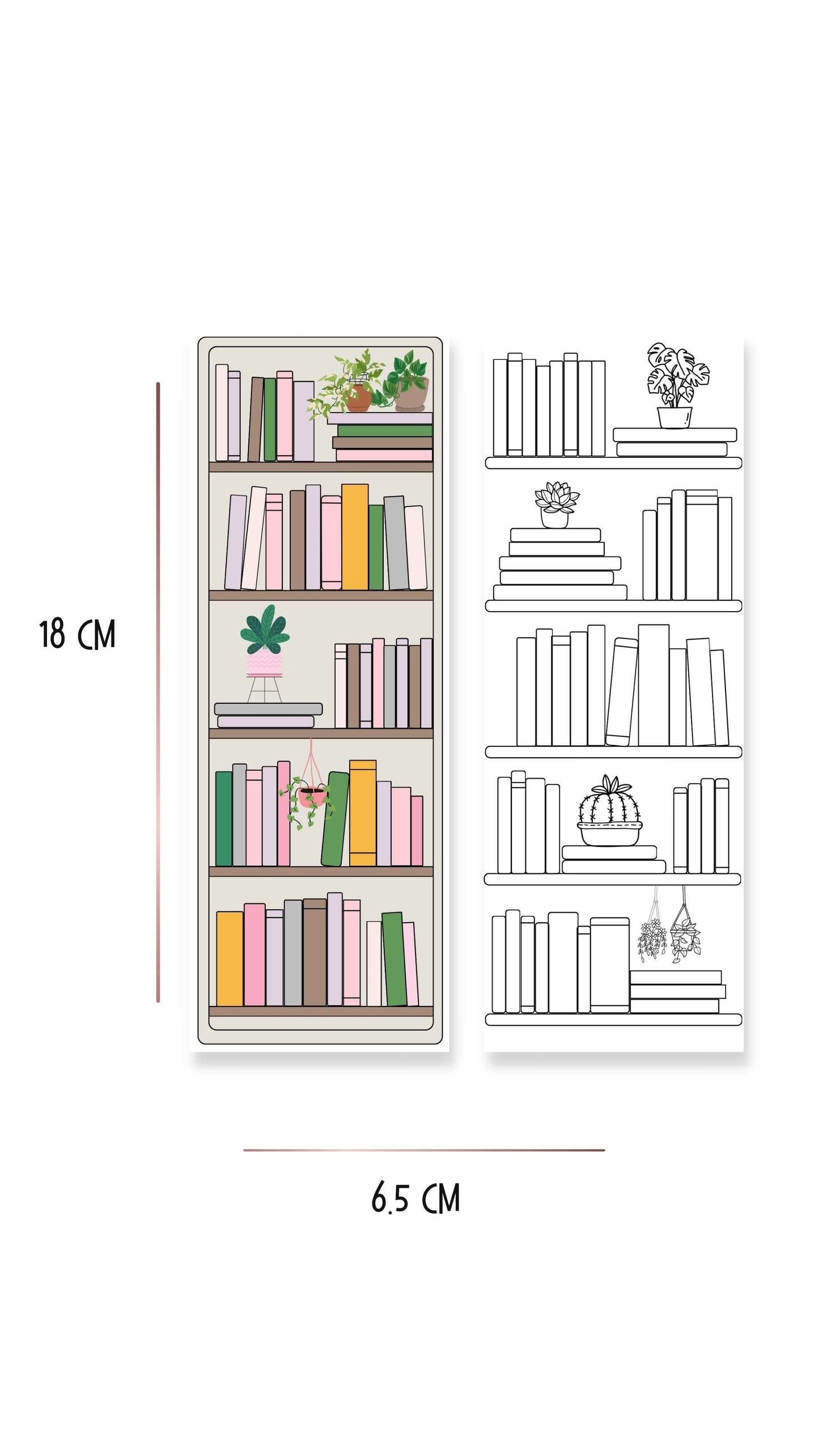 Printable Bookshelf Bookmark 5 Designs, Colors and Neutral Theme, 50 Books Each