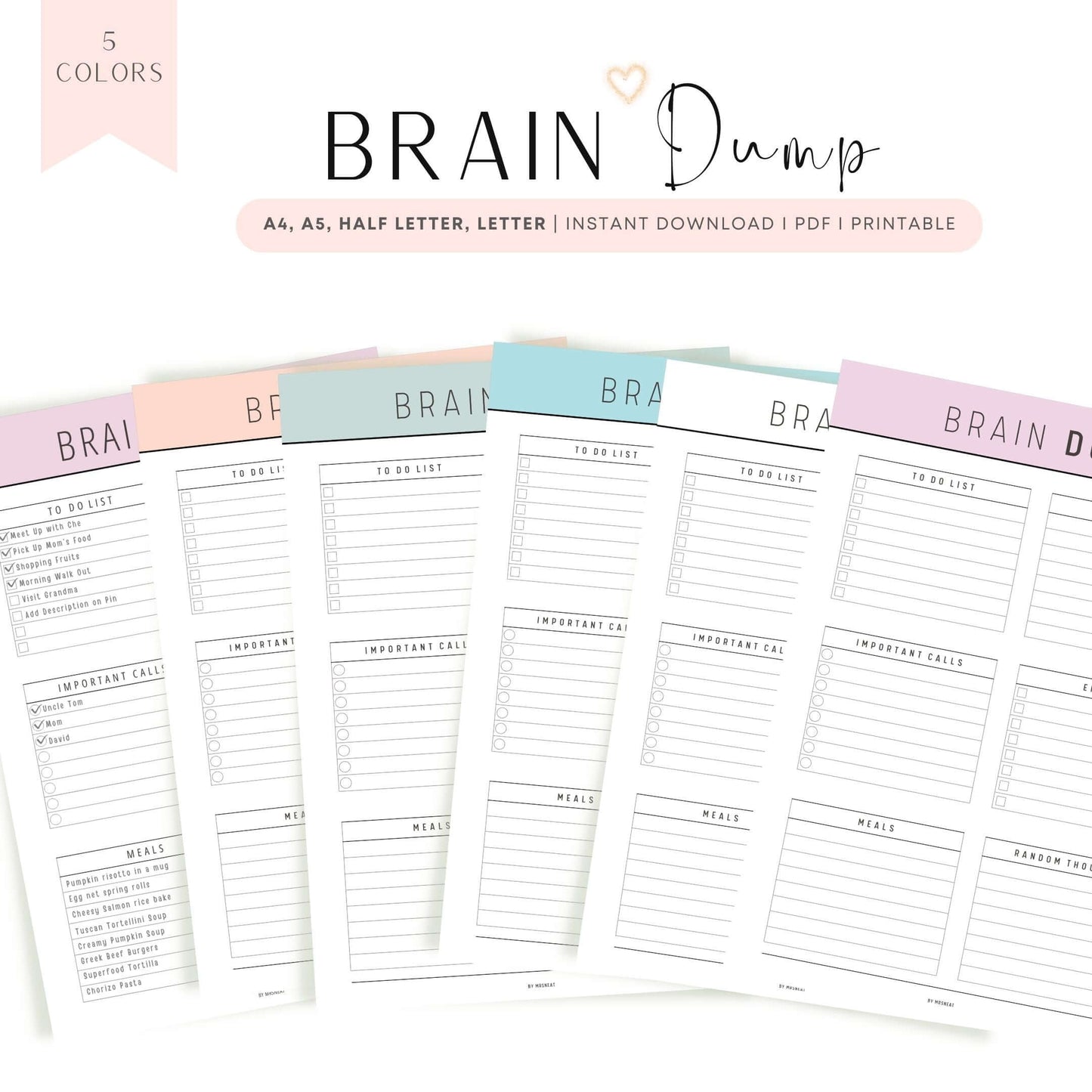 Brain Dump Page Printable