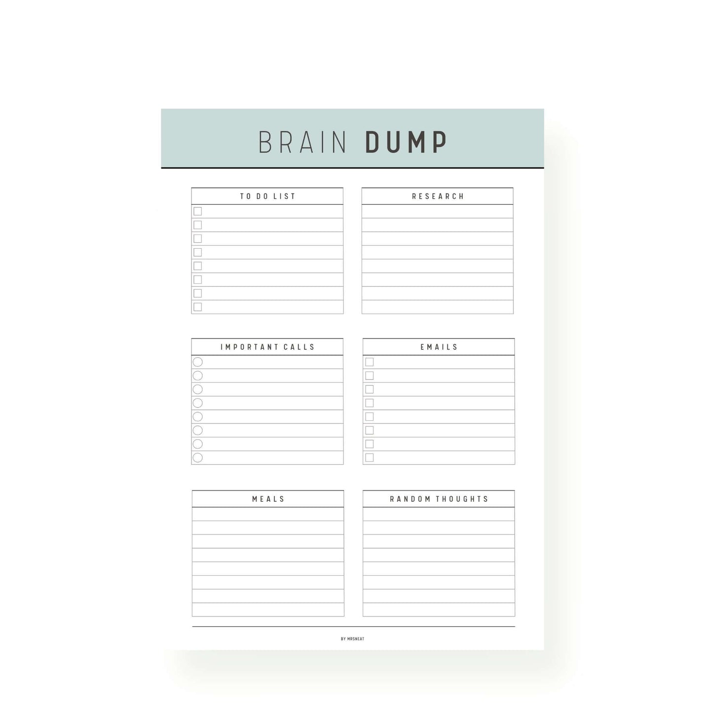 Brain Dump Page Printable