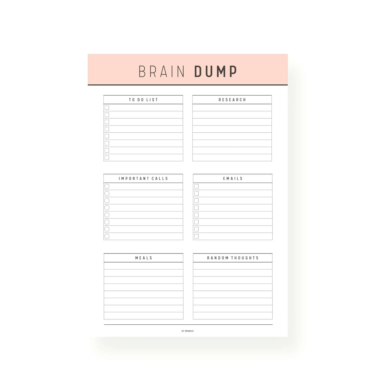 Brain Dump Page Printable