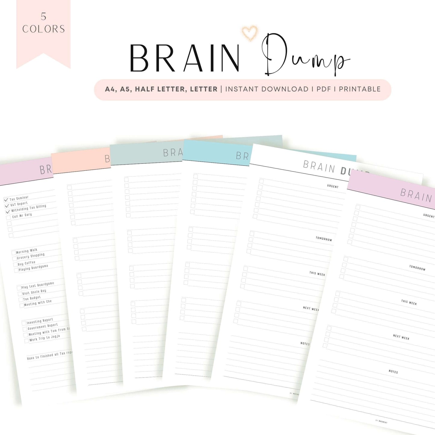 Brain Dump Template PDF
