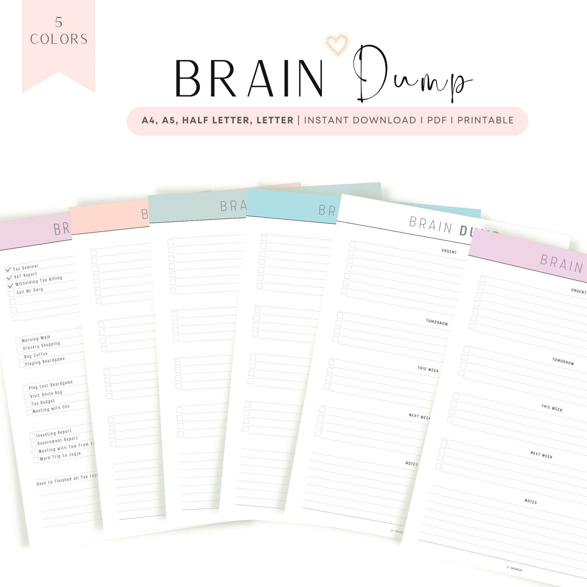 Brain Dump Template PDF