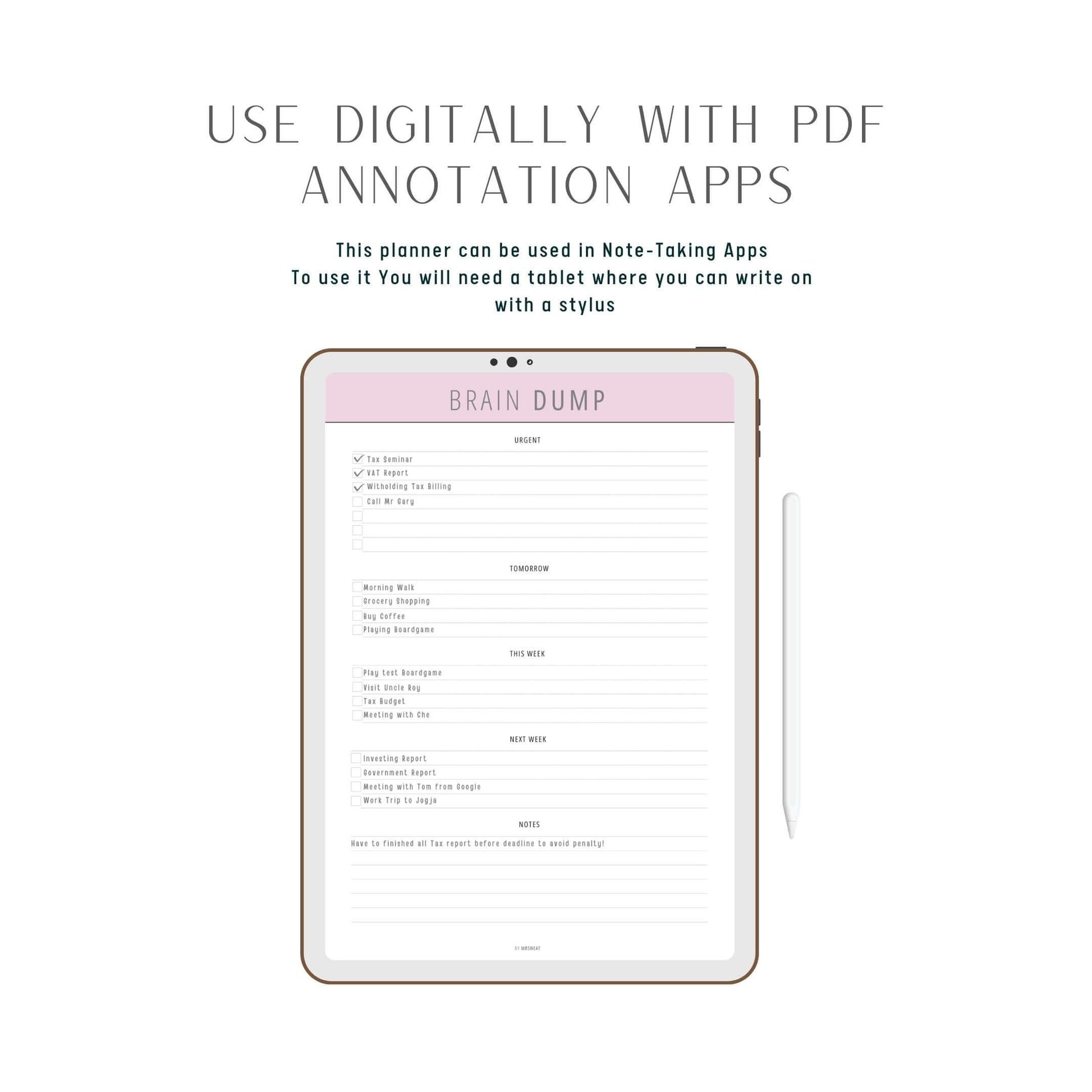 Brain Dump Template PDF