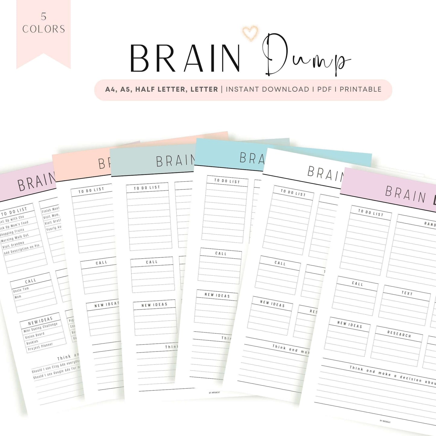 Brain Dump Planner Printable