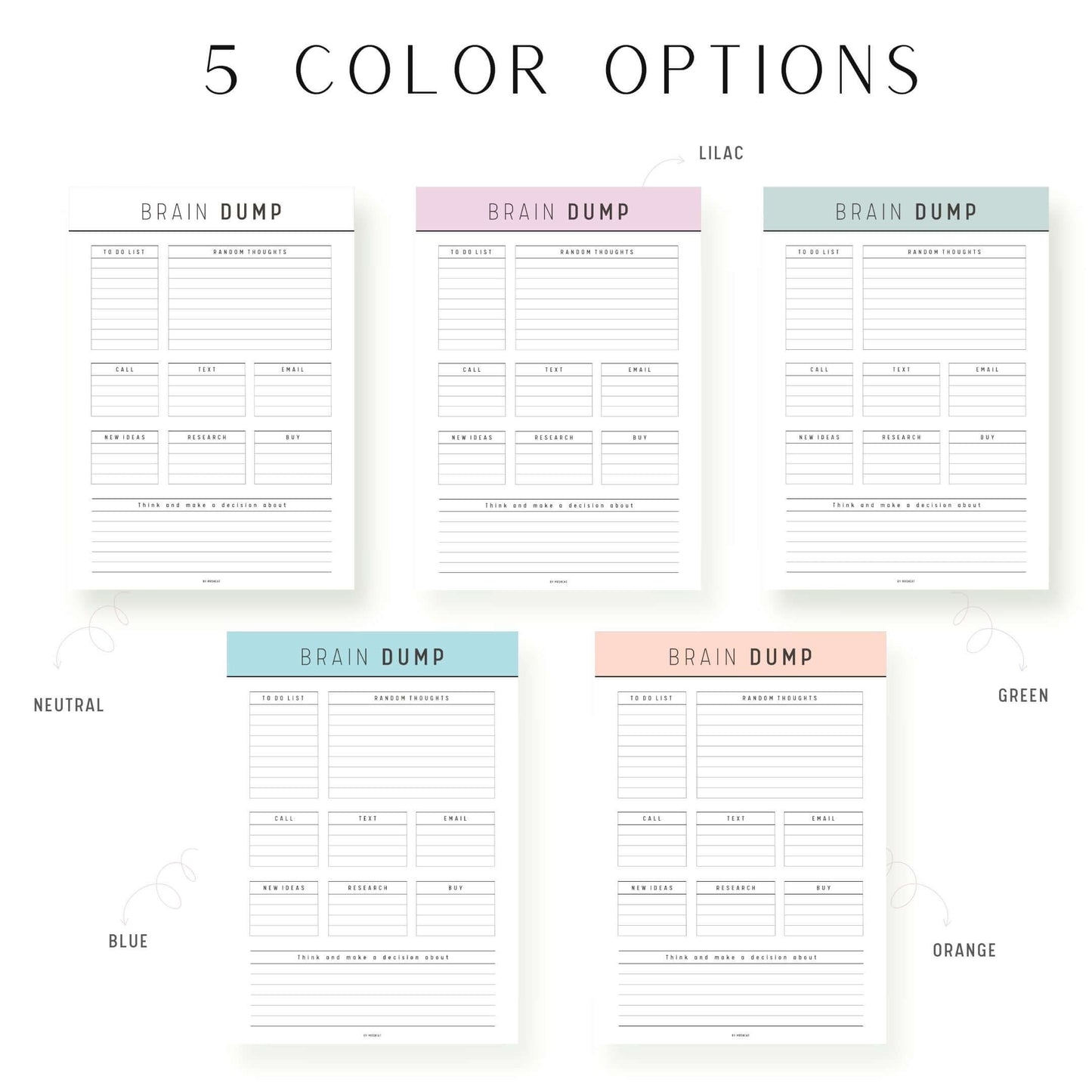 Colorful Brain Dump Planner Printable