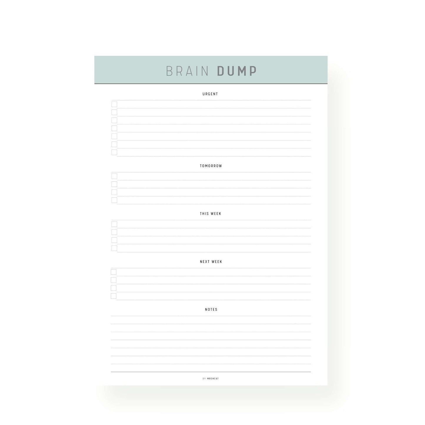 Green Brain Dump Template PDF