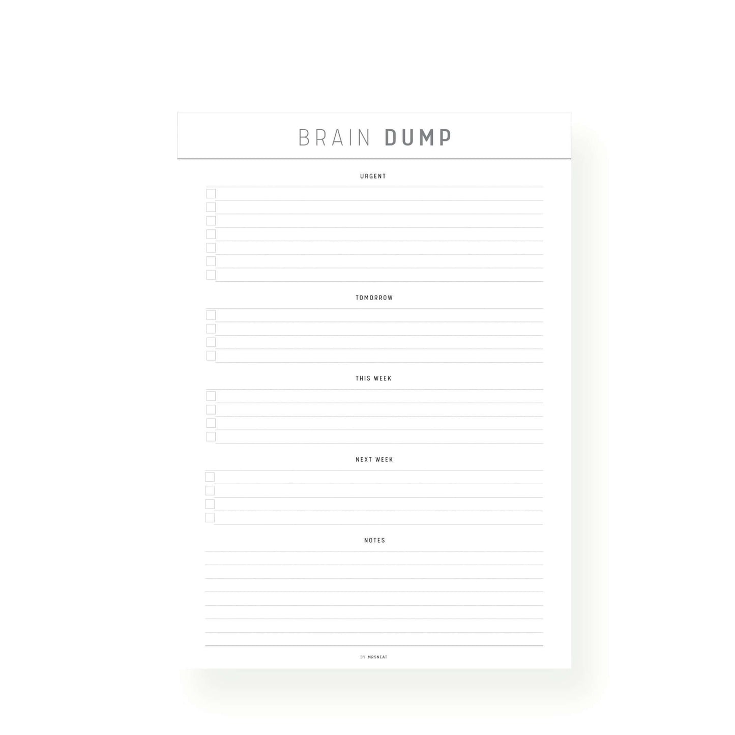 Neutral Brain Dump Template PDF