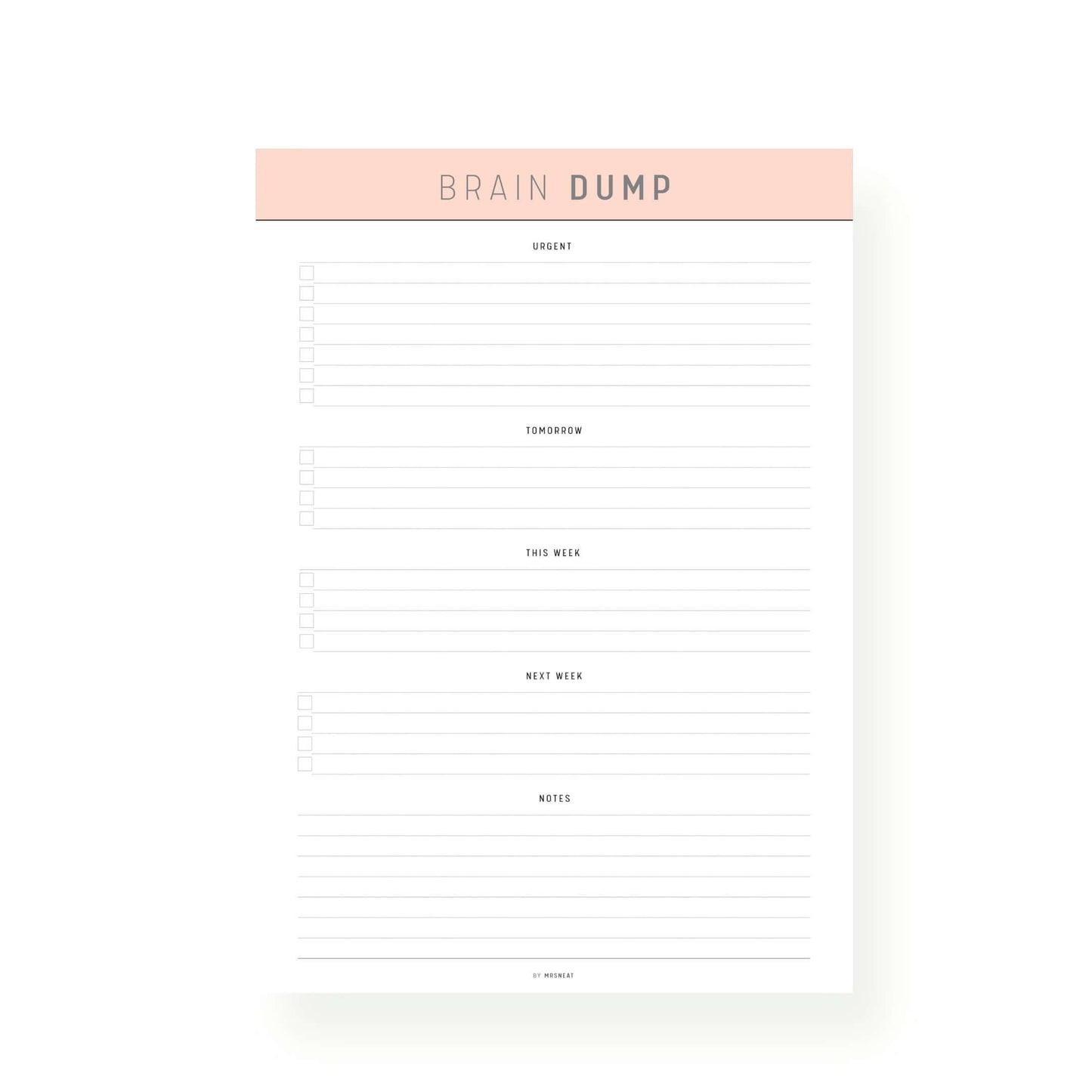 Orange Brain Dump Template PDF