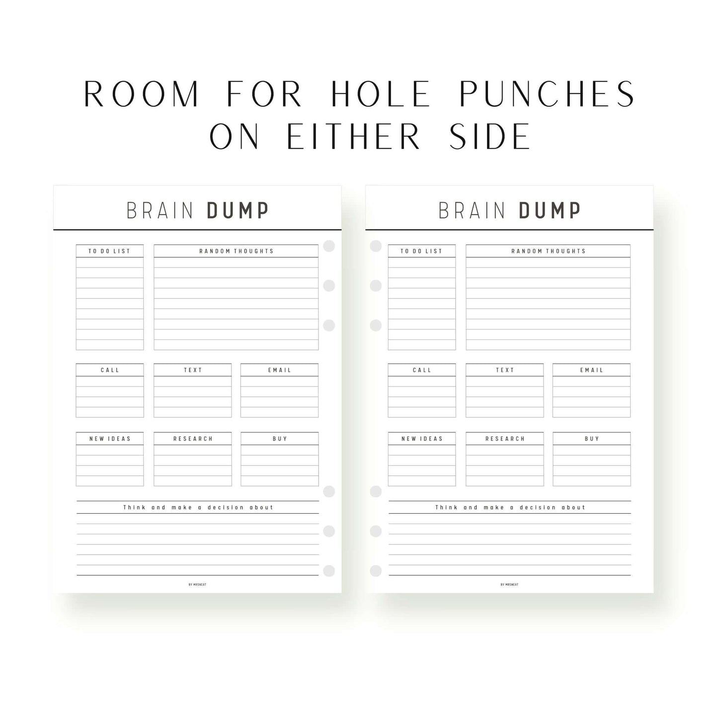 Brain Dump Planner Printable