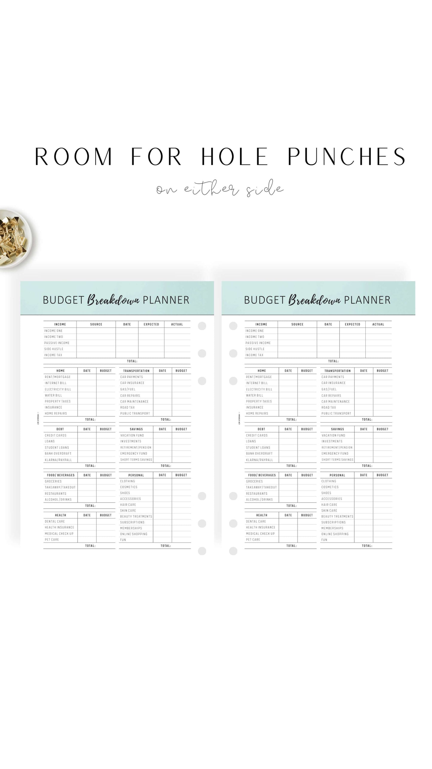Aesthetic Green Budget Breakdown Planner Template