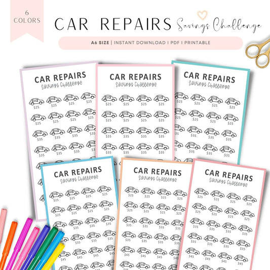 Car Maintenance A6 Mini Saving Challenge