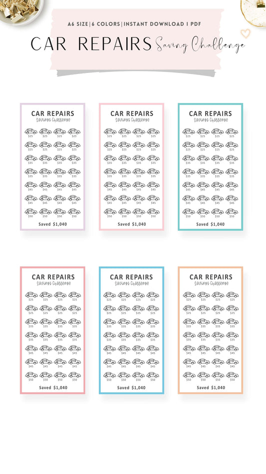 Vehicle Maintenance A6 Mini Saving Challenge