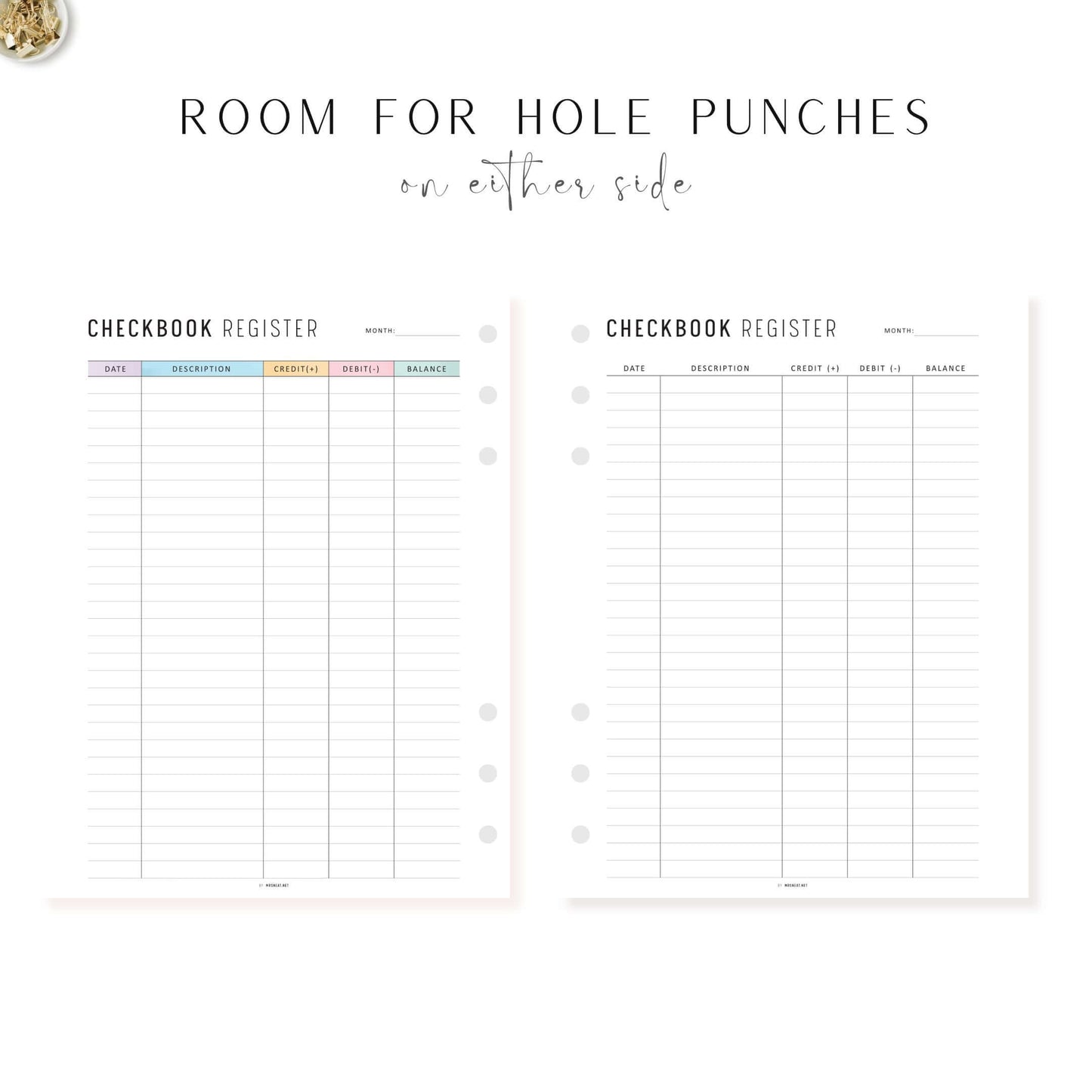 Checkbook Register Printable, Minimalist and Colorful Page, A4, A5, Letter, Half Letter