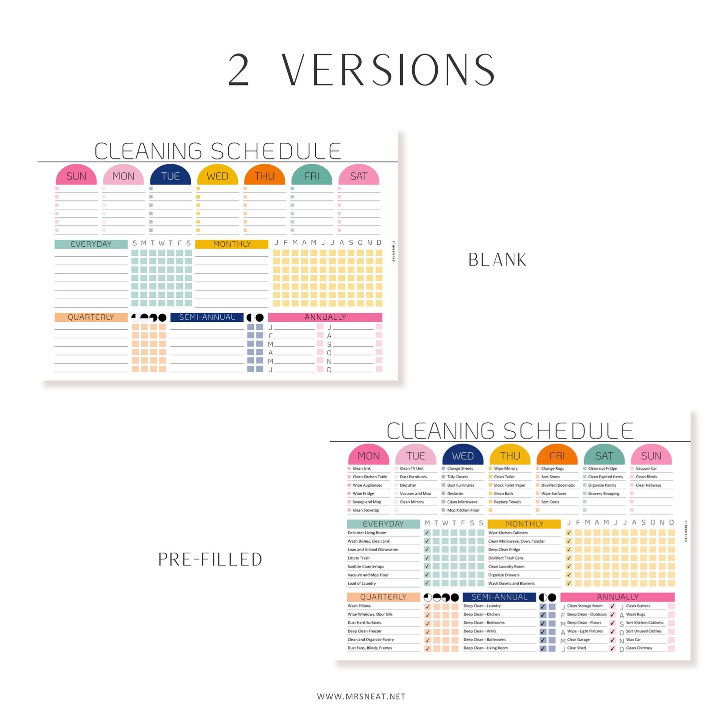 Colorful Cleaning Planner Schedule - M558
