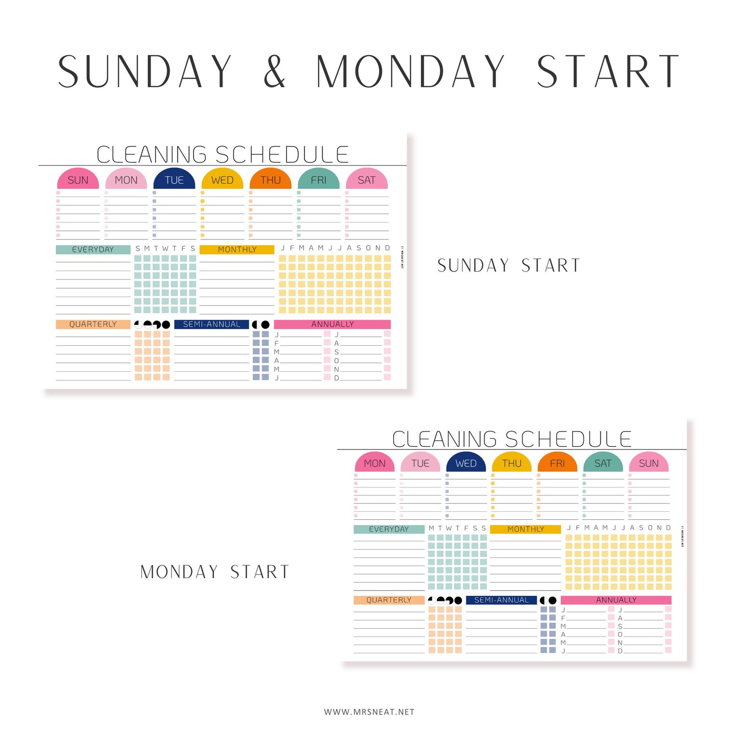 Colorful Cleaning Planner Schedule - M558