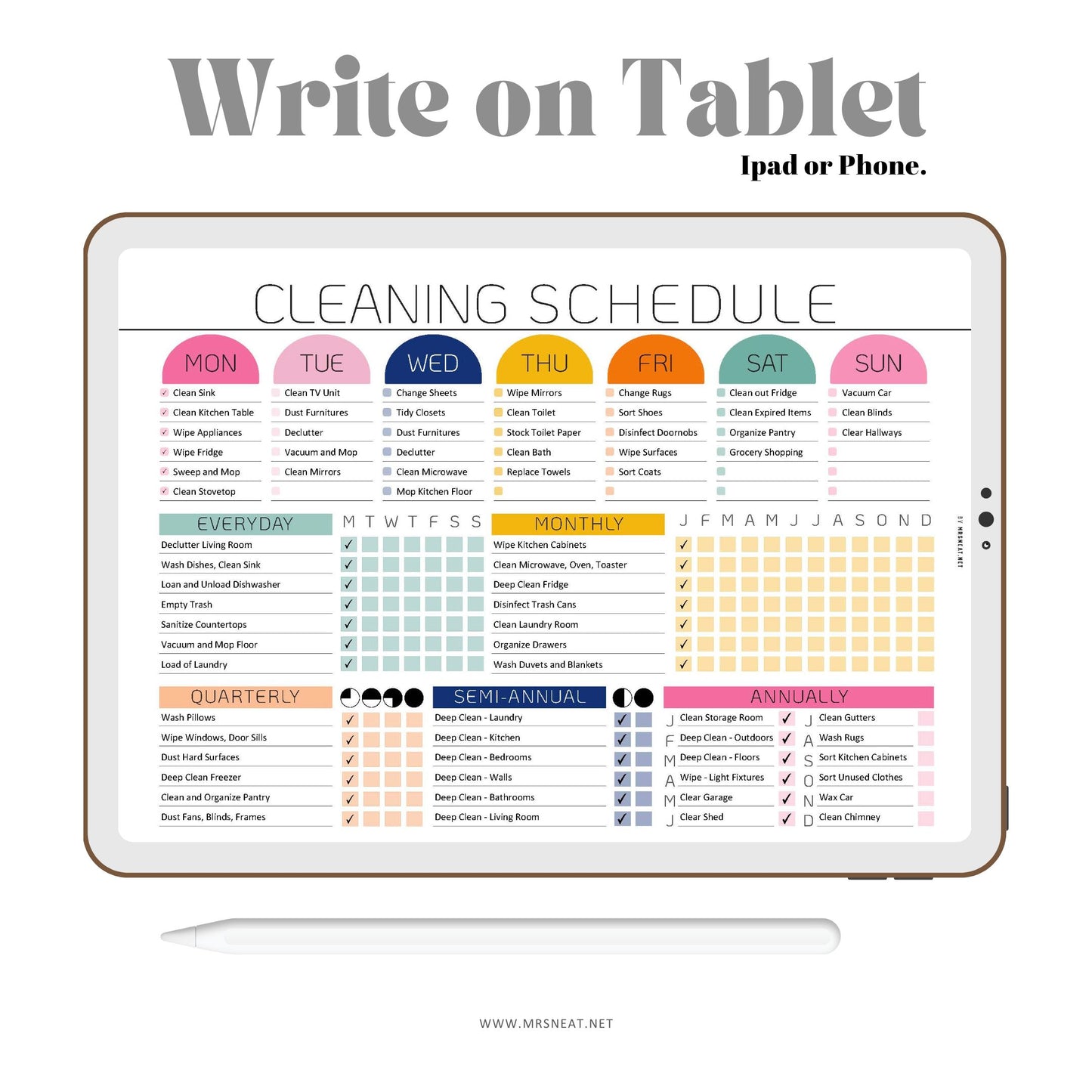 Colorful Cleaning Planner Schedule - M558