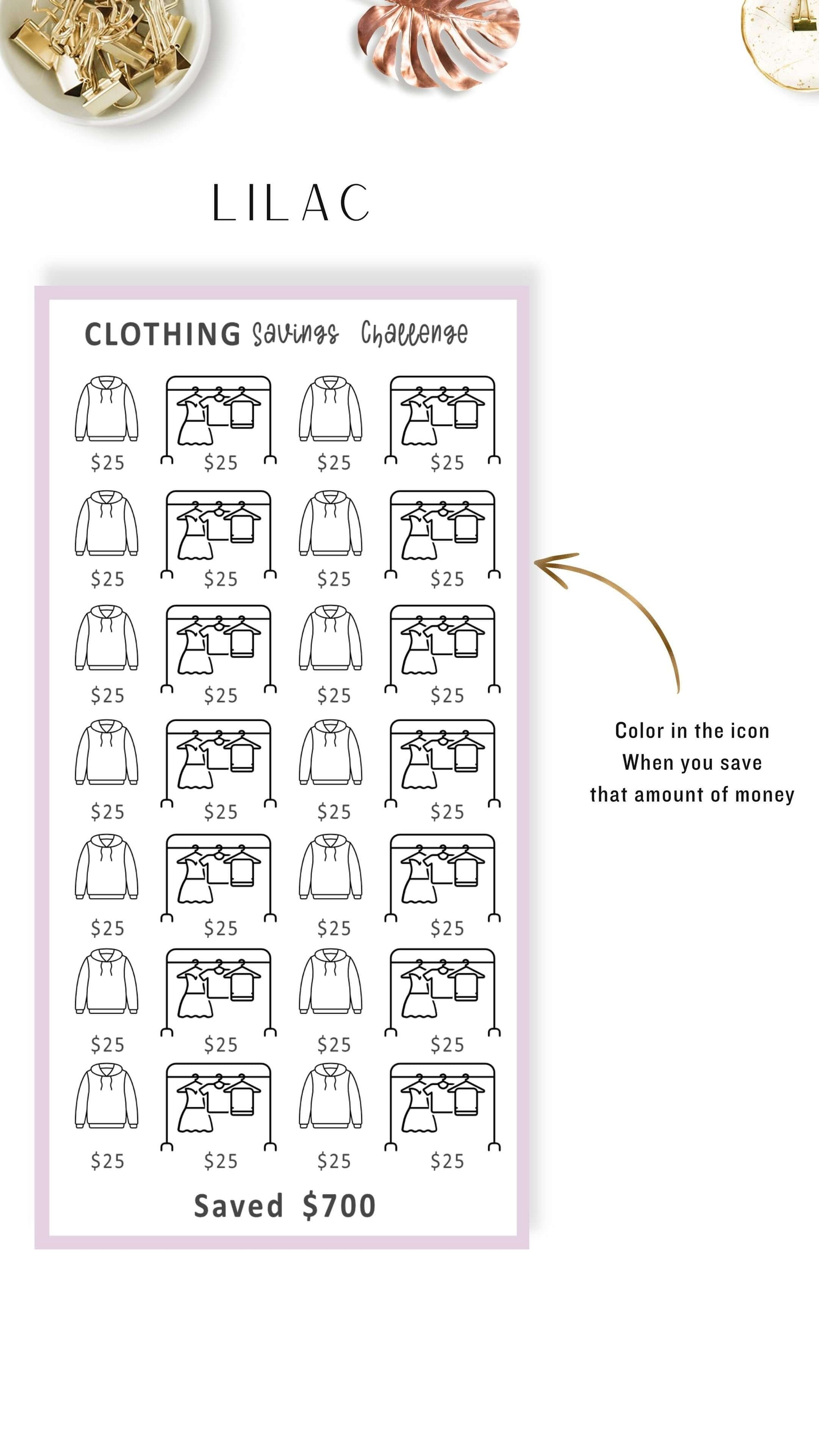 A6 Mini Saving Challenge Clothing