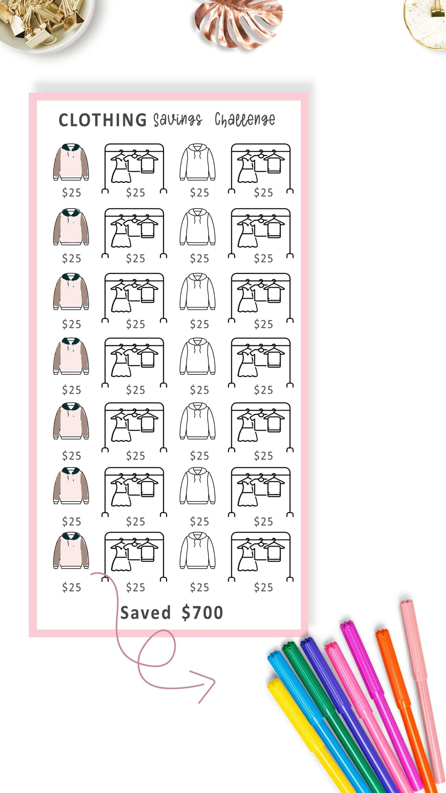 Beautiful Pink A6 Mini Saving Challenge