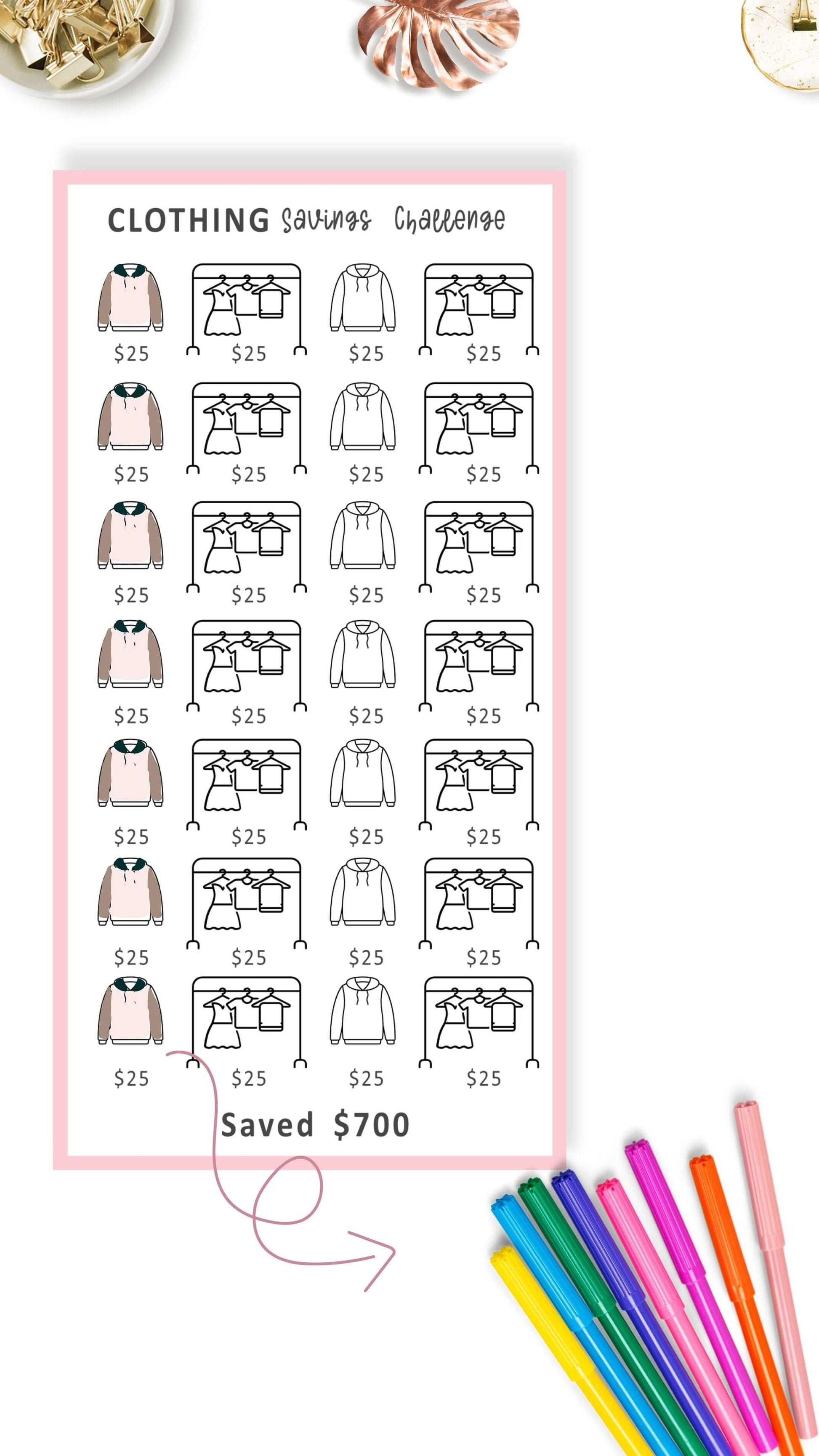 Beautiful Pink A6 Mini Saving Challenge