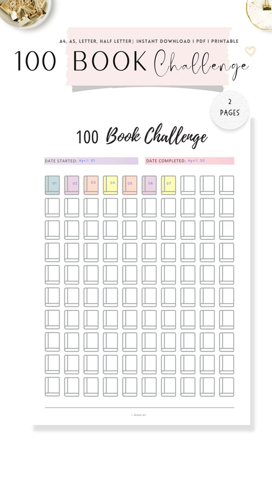 100 Book Challenge Template PDF