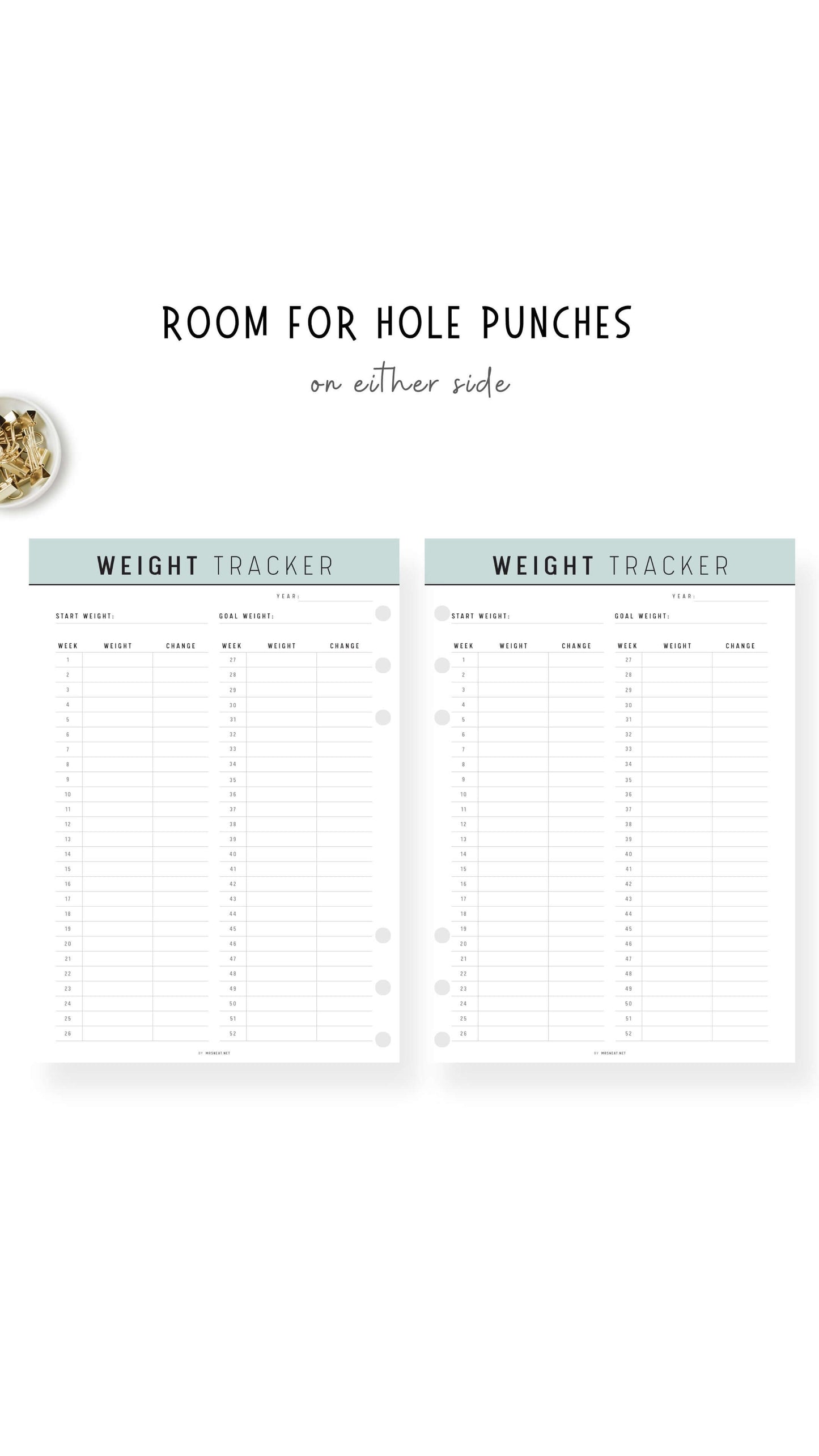 52 Week Weight Loss Tracker Printable