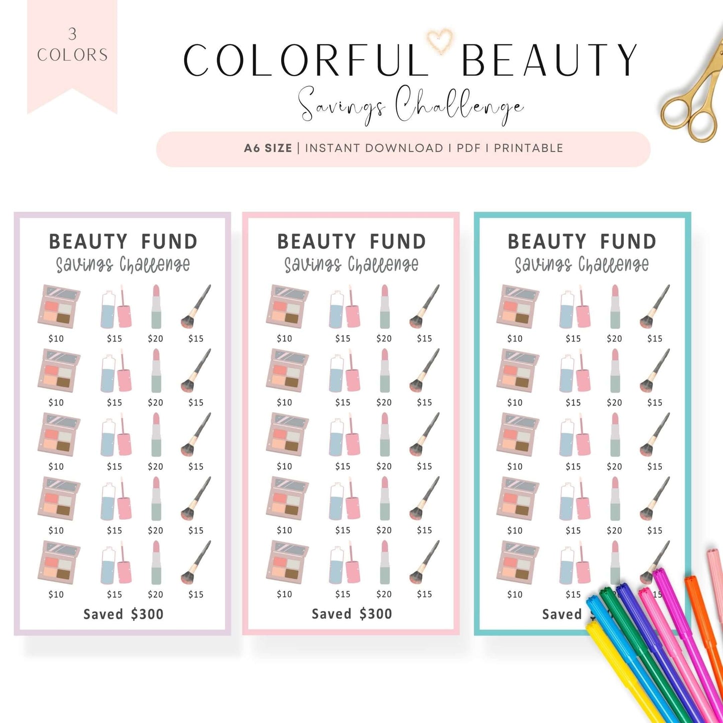 A6 Mini Savings Challenge Beauty Fund