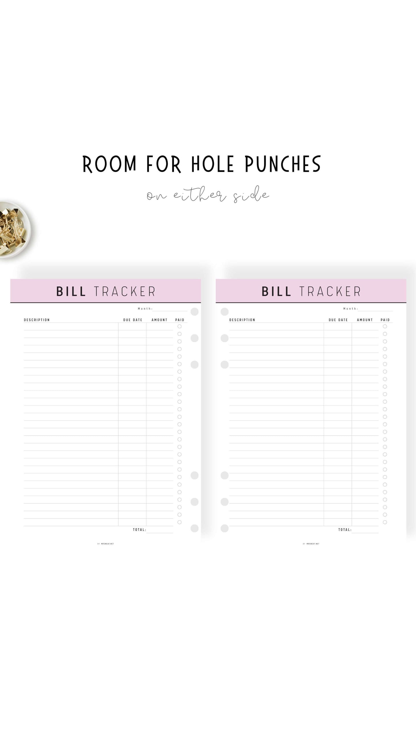 Bill Payment Tracker Printable