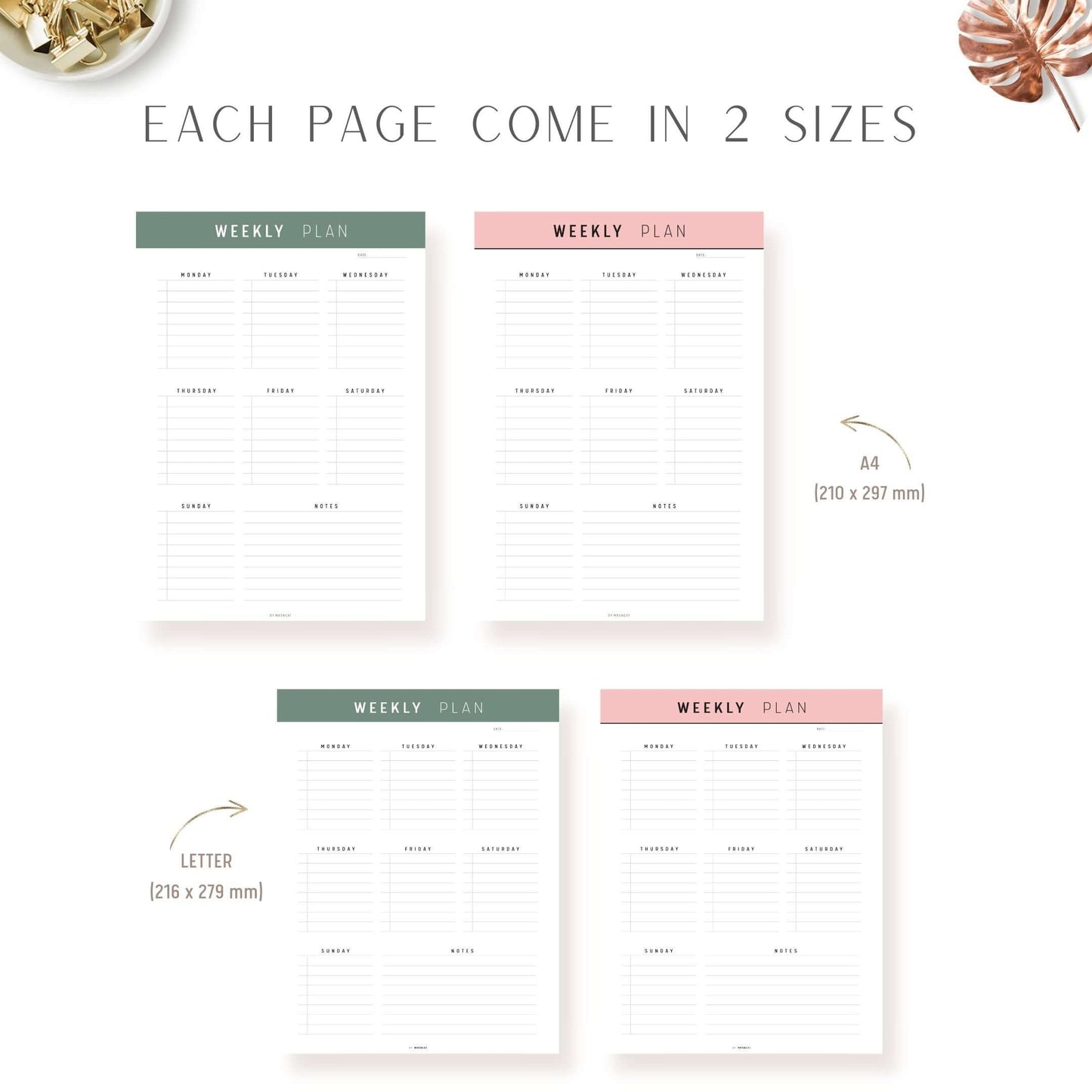 A4, Letter Daily Weekly Monthly Planner Template