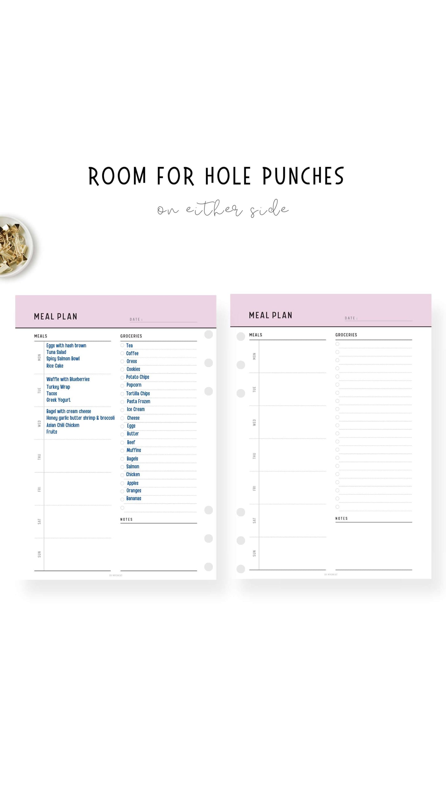 Weekly Meal Plan with Grocery List Template