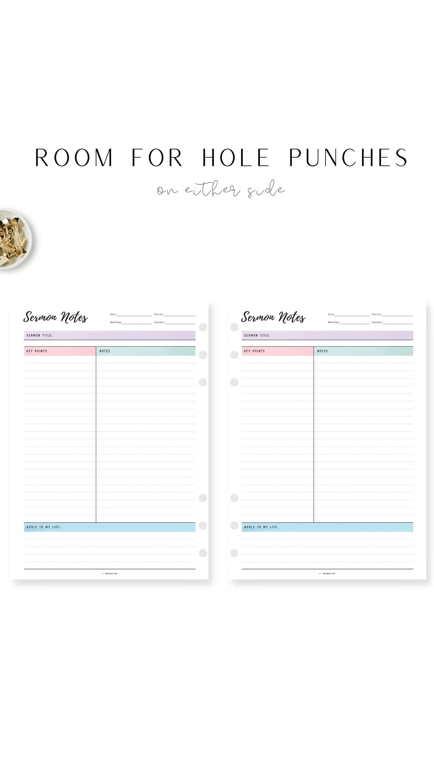 Colorful Sermon Notes Journal Printable