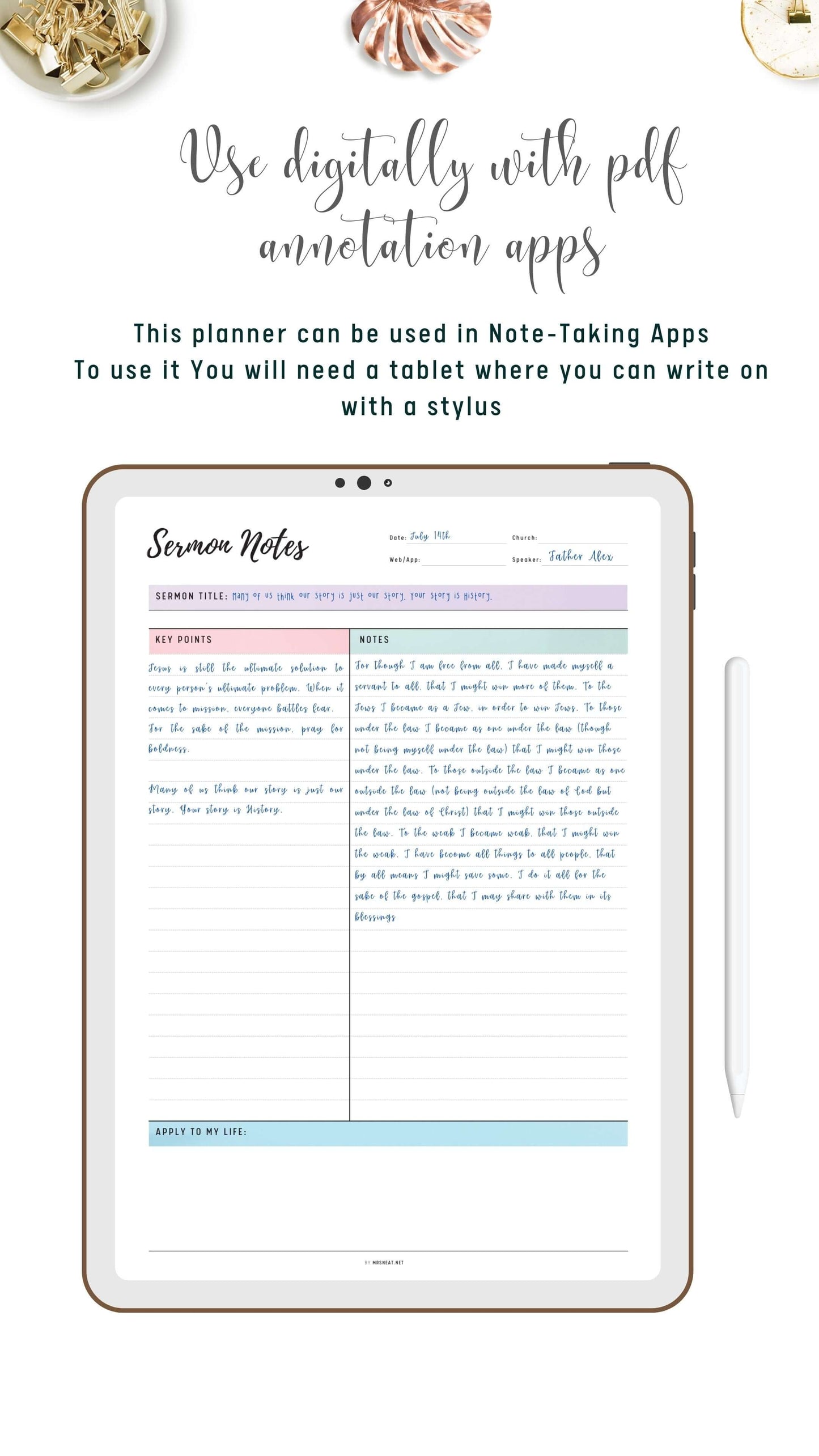 Digital Colorful Sermon Notes PDF
