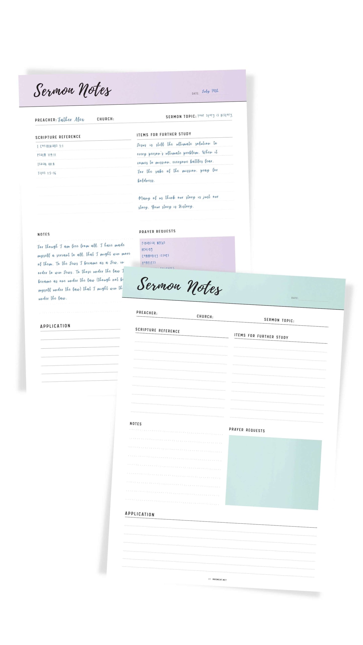 Printable Sermon Notes Template