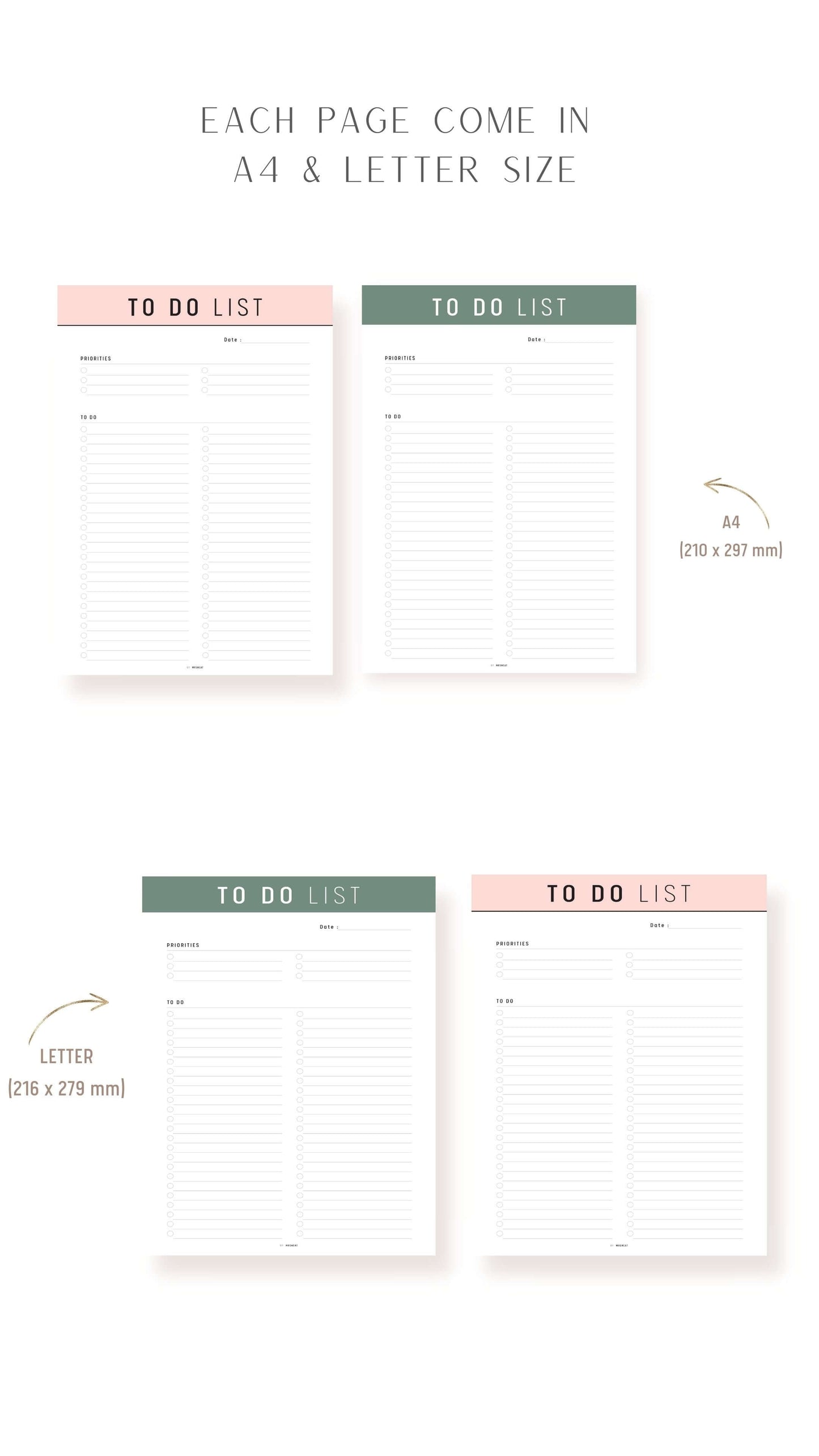 A4, Letter To Do List Planner Printable