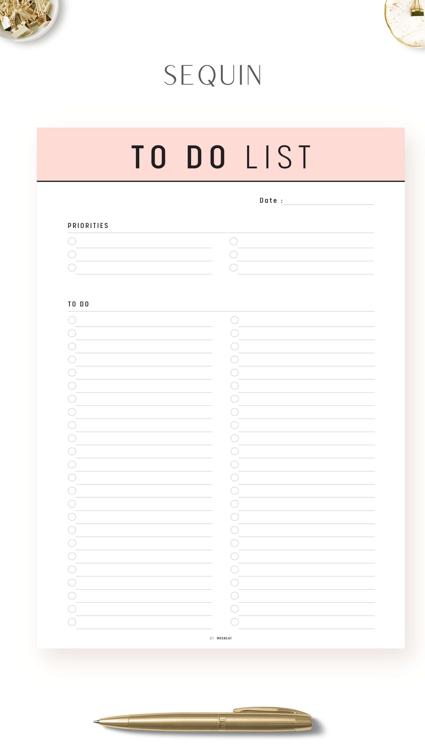 Sequin To Do List Planner Printable