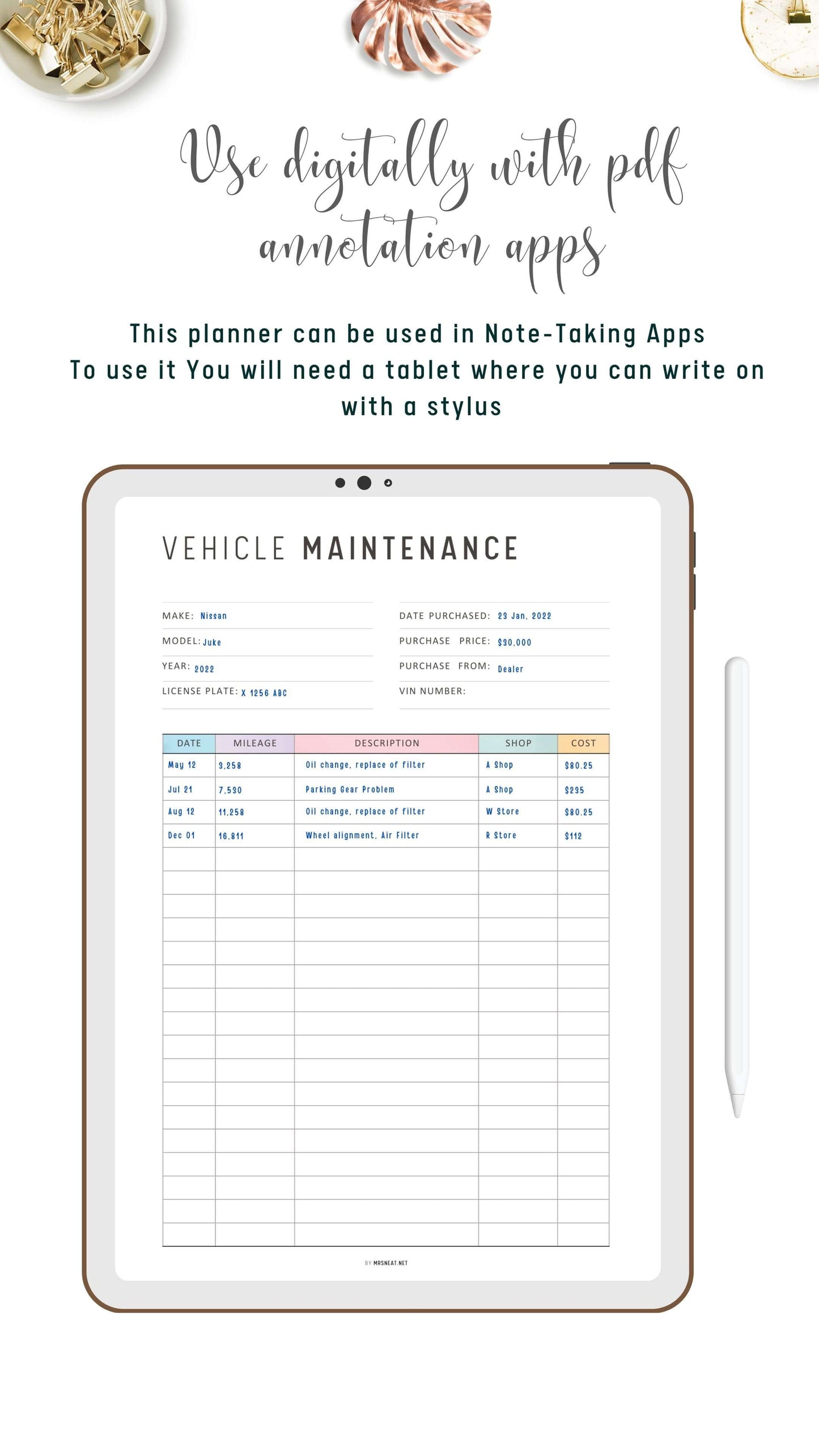 Digital Colorful Vehicle Maintenance Template