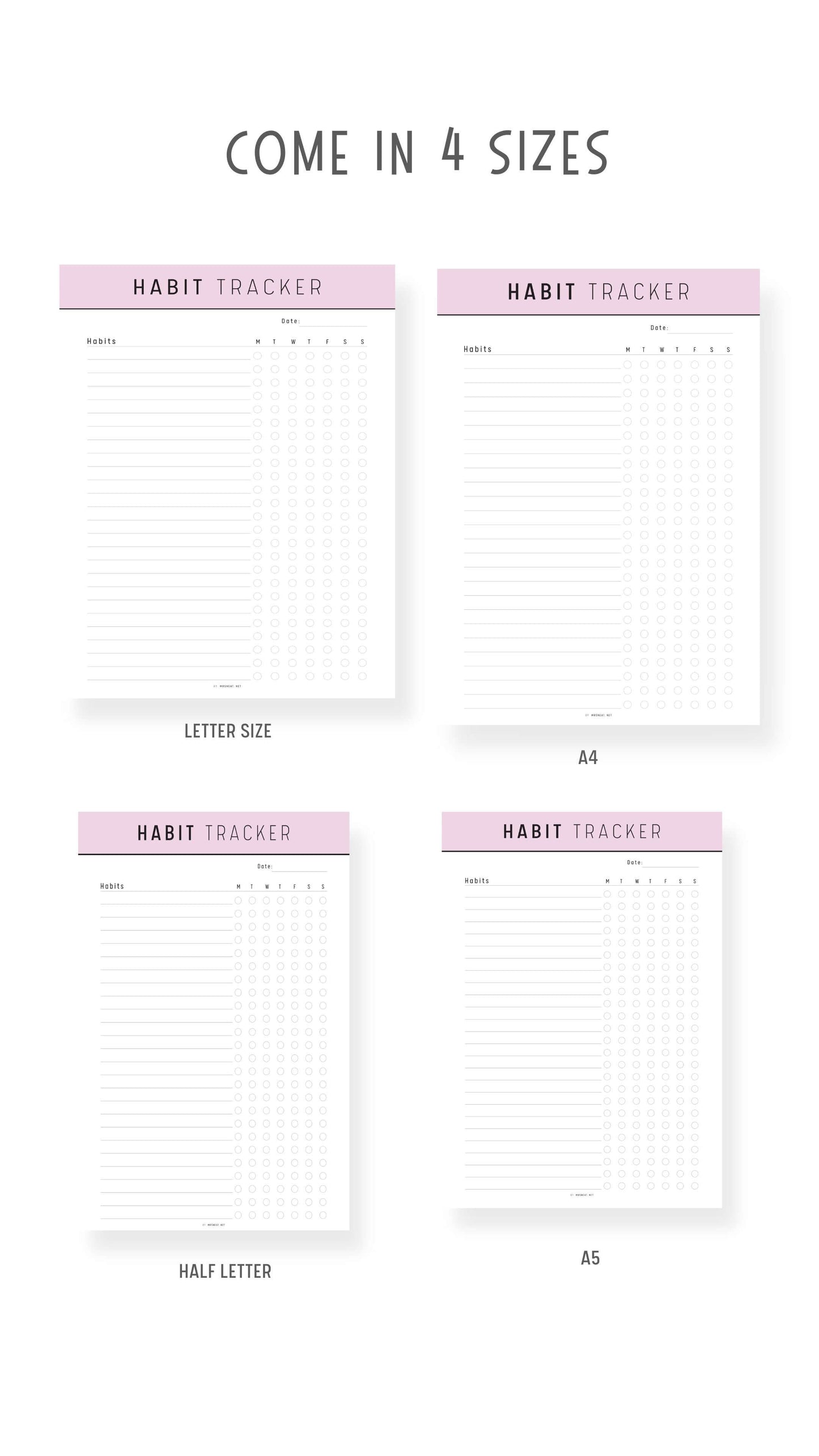 A5 Weekly Habit Tracker Template Printable