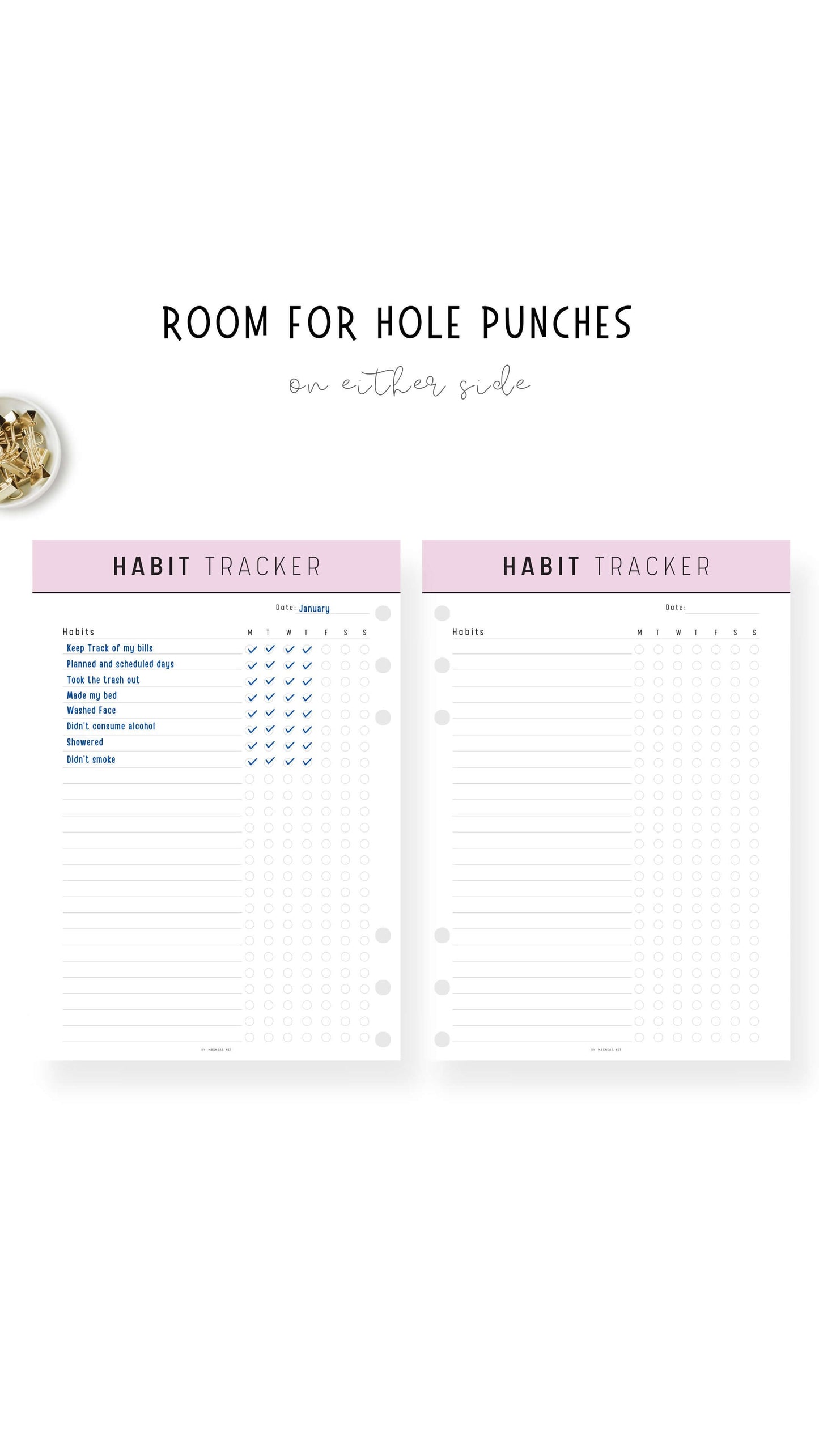 A4 Weekly Habit Tracker Template Printable