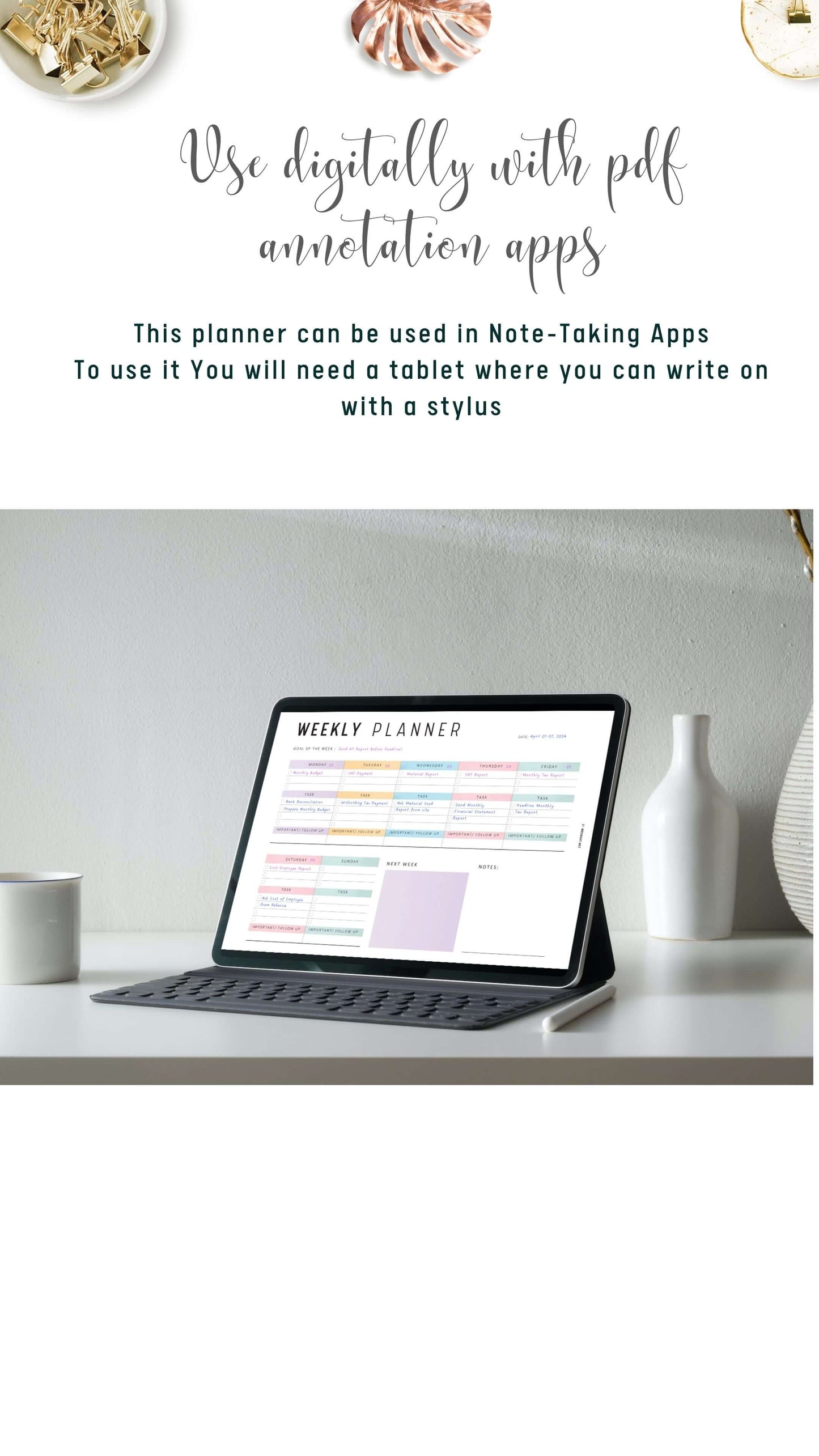Digital Weekly Planner Landscape PDF