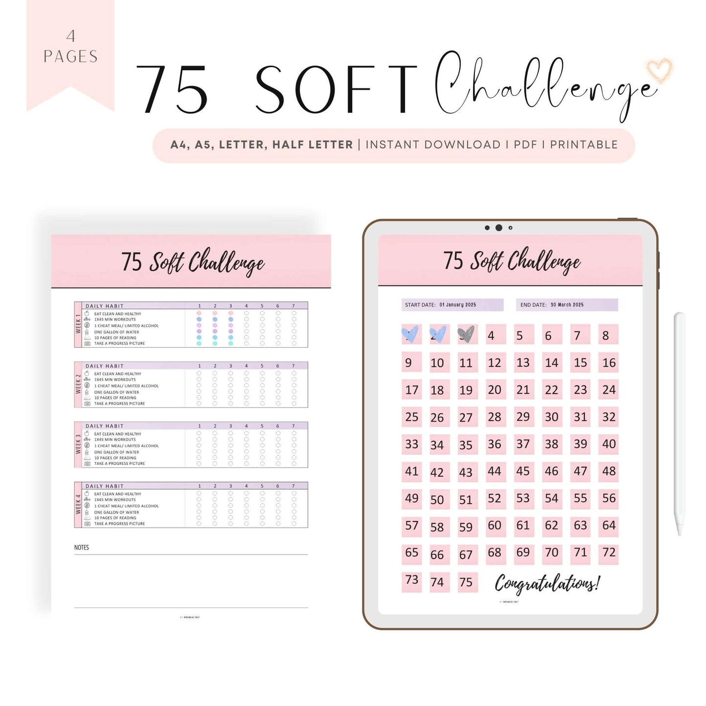 75 Soft Challenge Tracker Printable