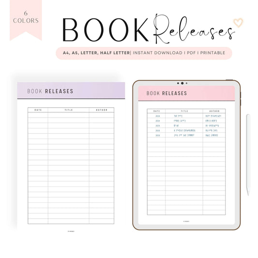 Upcoming Book Releases Template Printable