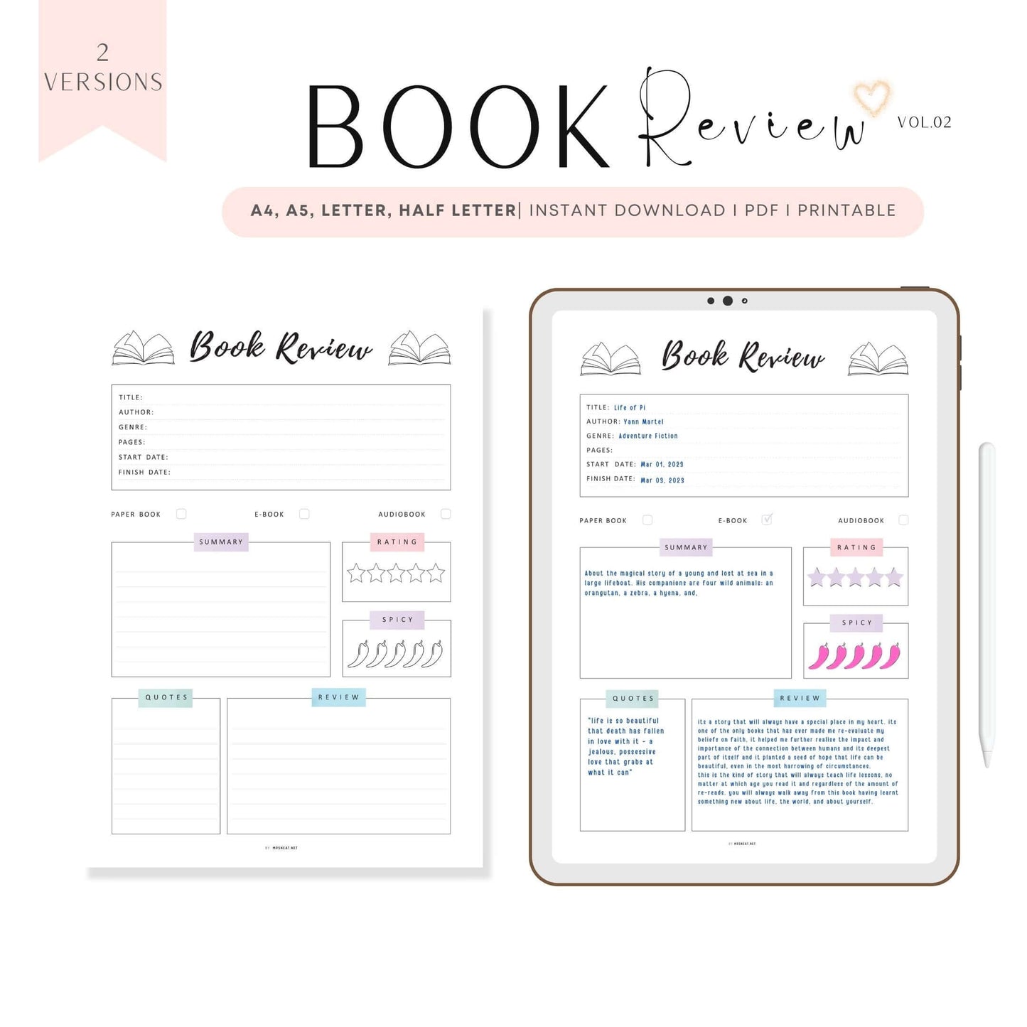 Colorful Book Review Template Printable
