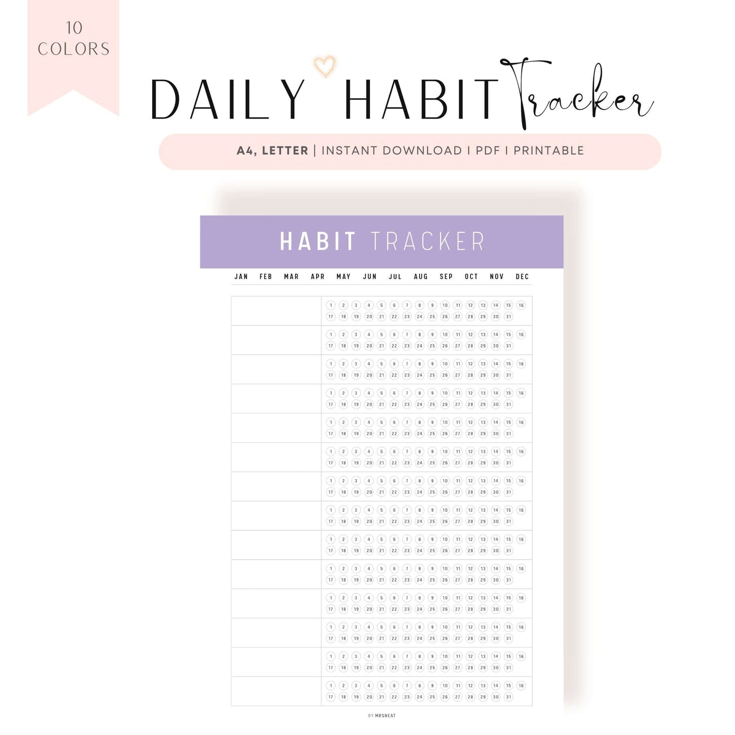 Printable Daily Habit Tracker Template