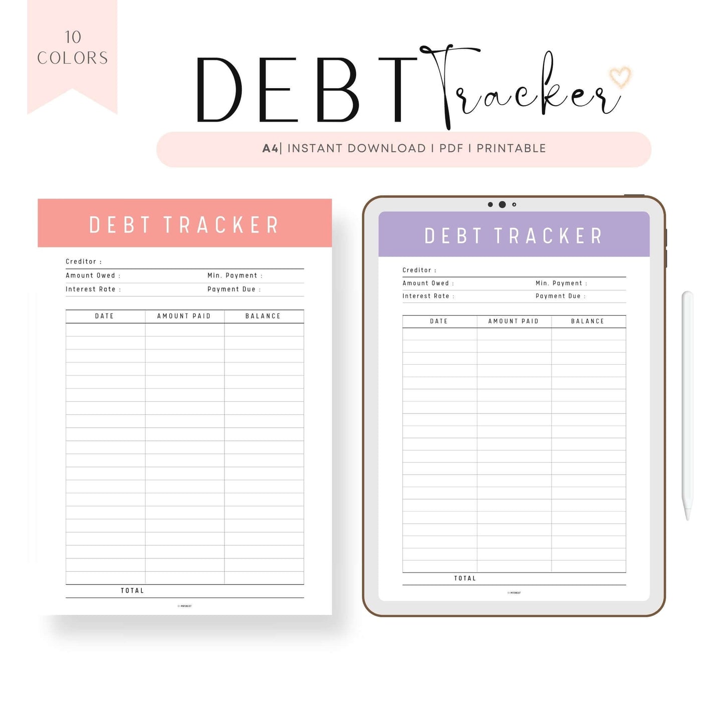 Debt Payment Tracker Template Printable
