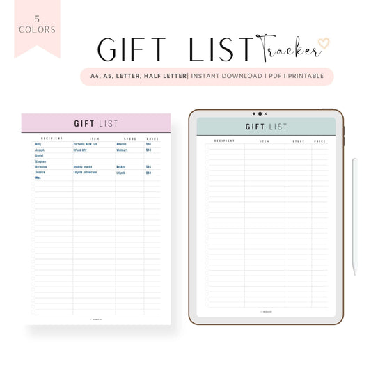 Gift List Template Printable