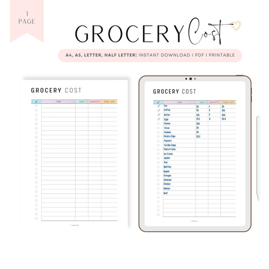 Grocery Budget Planner Printable