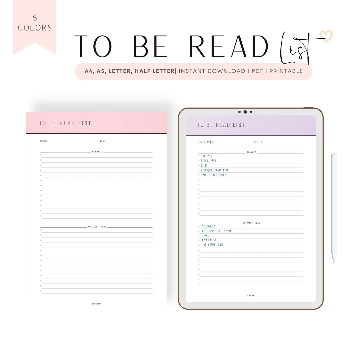 Books To Read List Template PDF